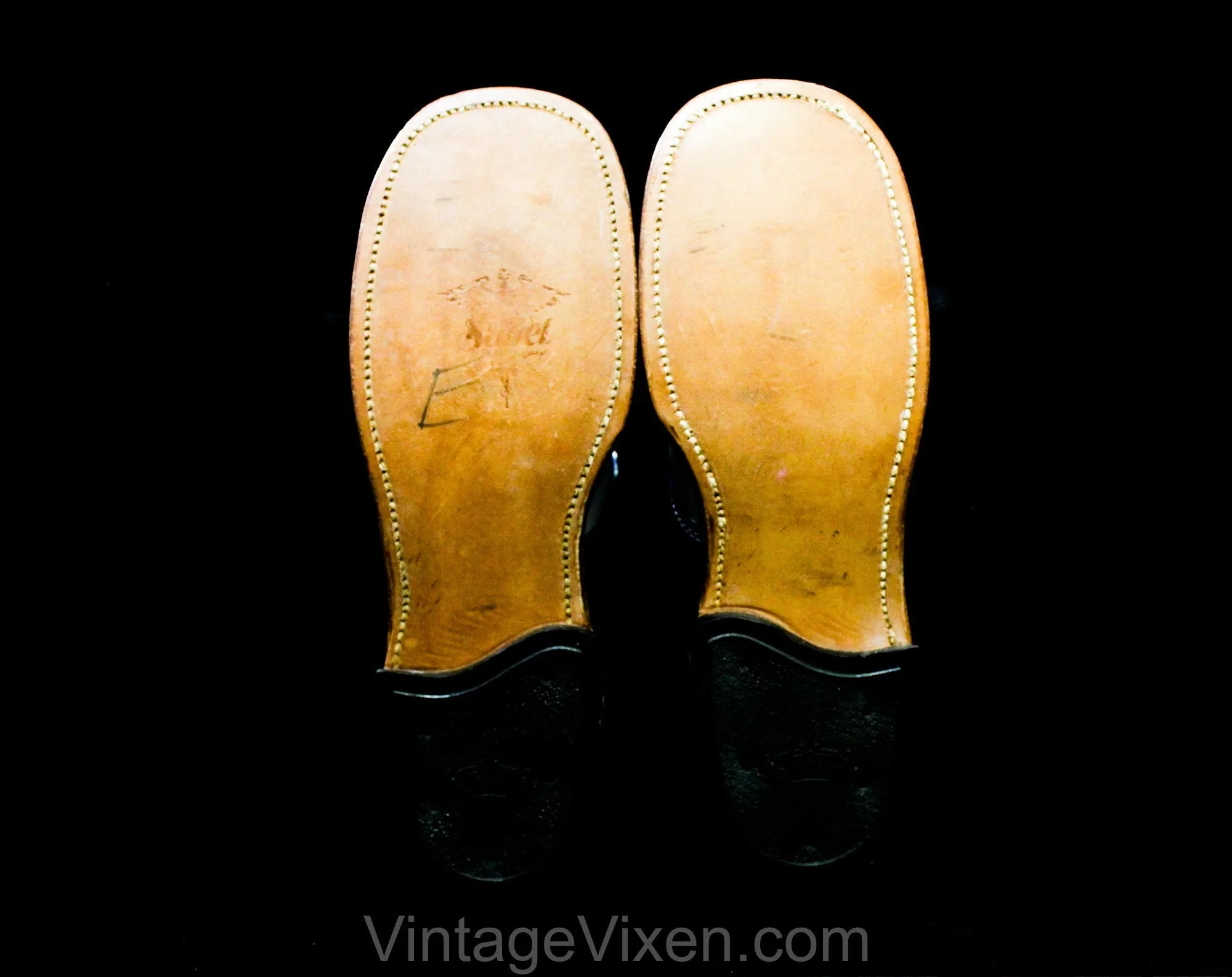 1950s Child's Navy & White Saddle Shoes - Size 2.5 Girls Swing Era Two Tone Oxfords - 50s Dark Blue Bobby Soxer - NOS Deadstock - Size 2 1/2