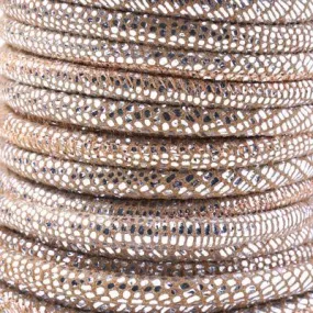 5mm Metallic Silver Gecko Stitched Suede Round Leather Cord by the Foot