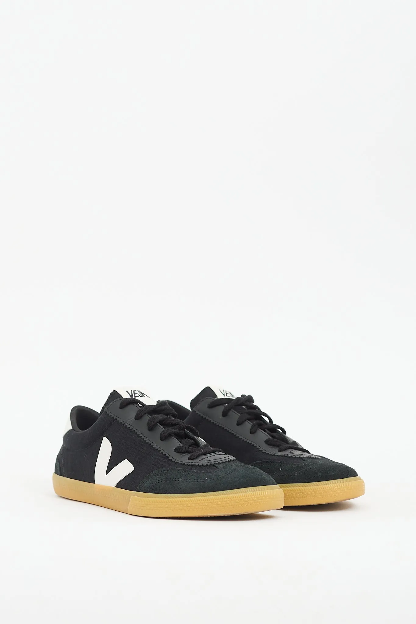 Black Canvas & Suede Volley Sneaker