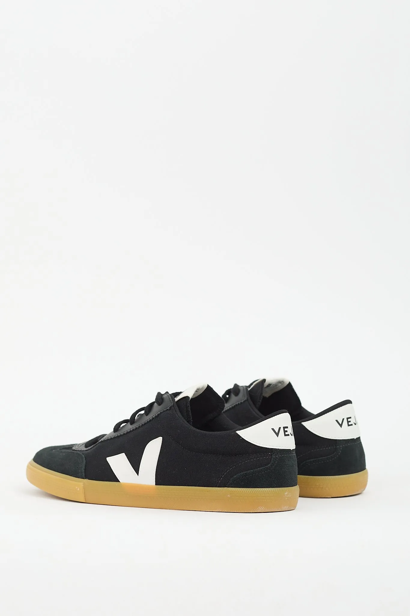 Black Canvas & Suede Volley Sneaker