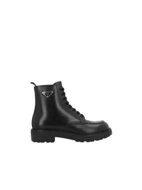 Brushed Leather Combat Boots