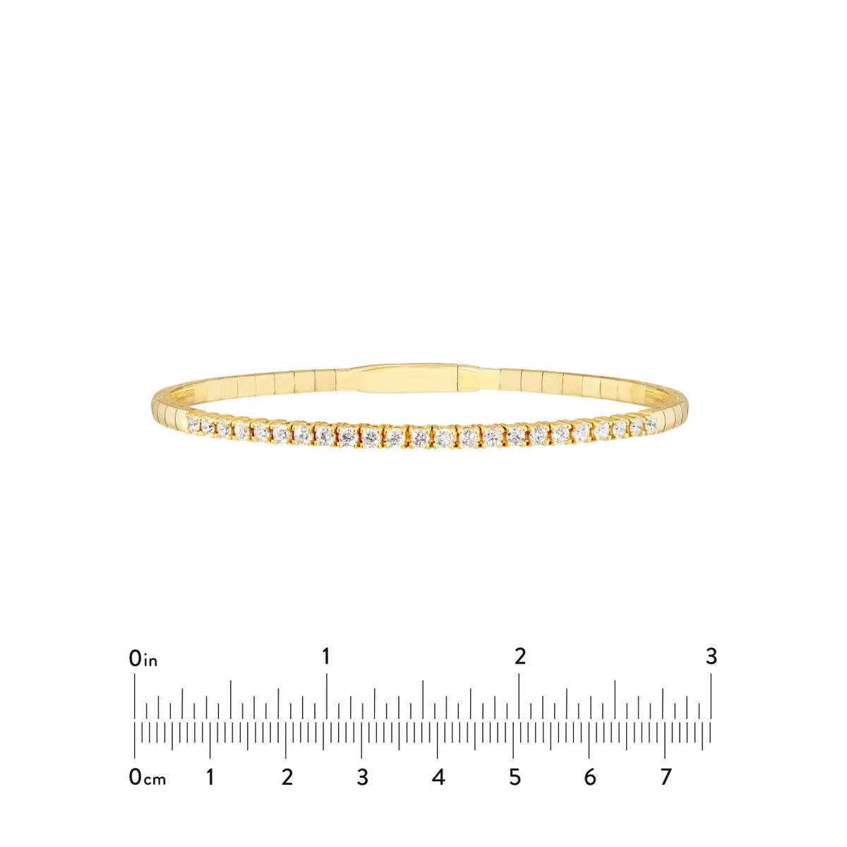 Diamond Flexi Tennis Bangle - 14K Yellow Gold - 7.0 inch - by Dazyle