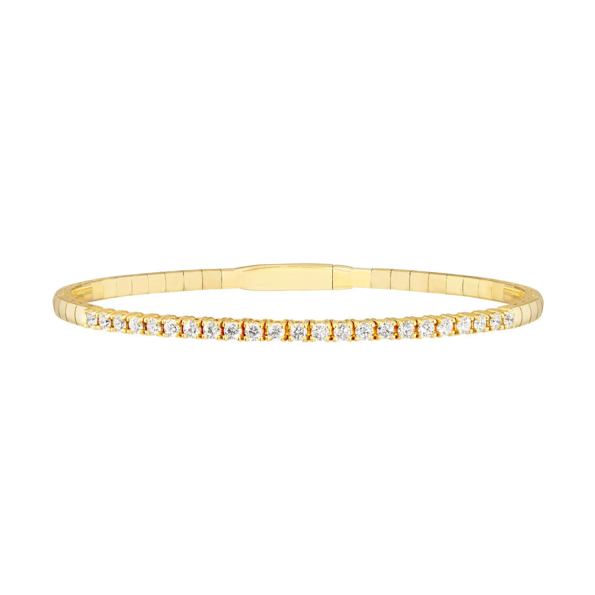 Diamond Flexi Tennis Bangle - 14K Yellow Gold - 7.0 inch - by Dazyle