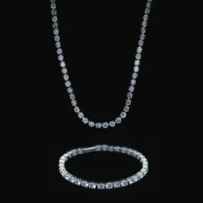 Diamond Tennis Chain   Bracelet Bundle in White/Yellow Gold
