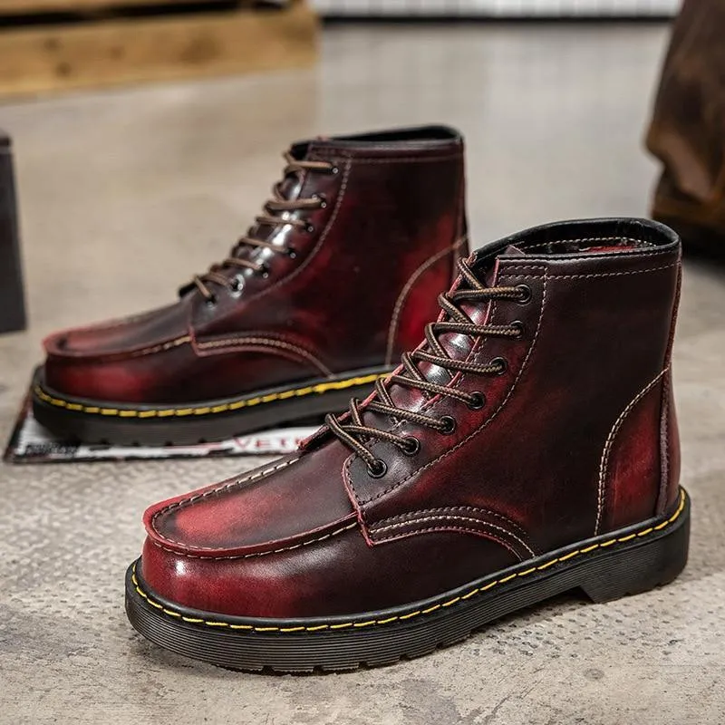 GEN Men's Platform Faux Leather Lace Up Boots