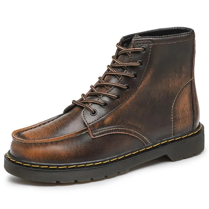 GEN Men's Platform Faux Leather Lace Up Boots