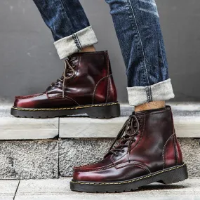 GEN Men's Platform Faux Leather Lace Up Boots