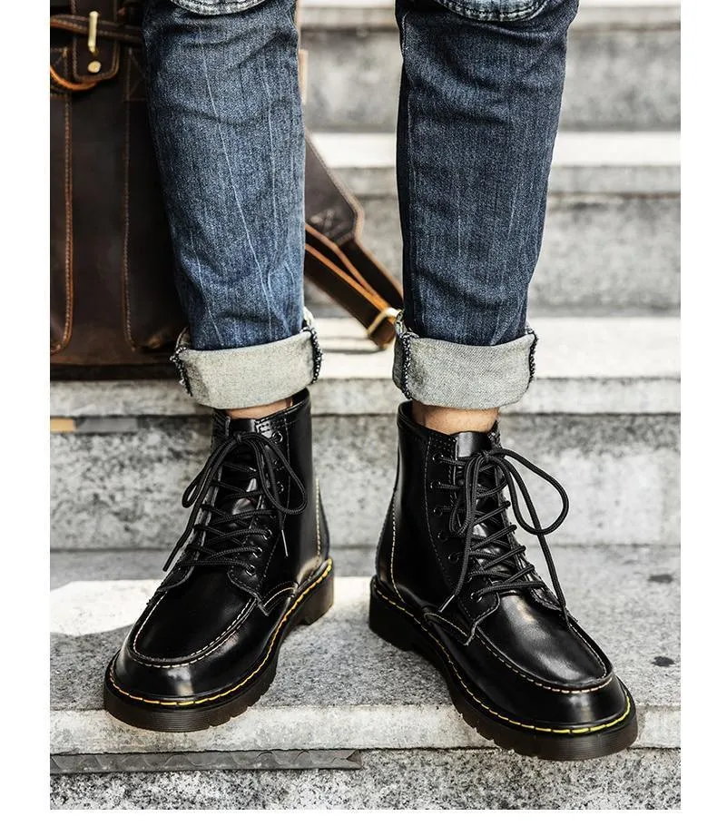 GEN Men's Platform Faux Leather Lace Up Boots