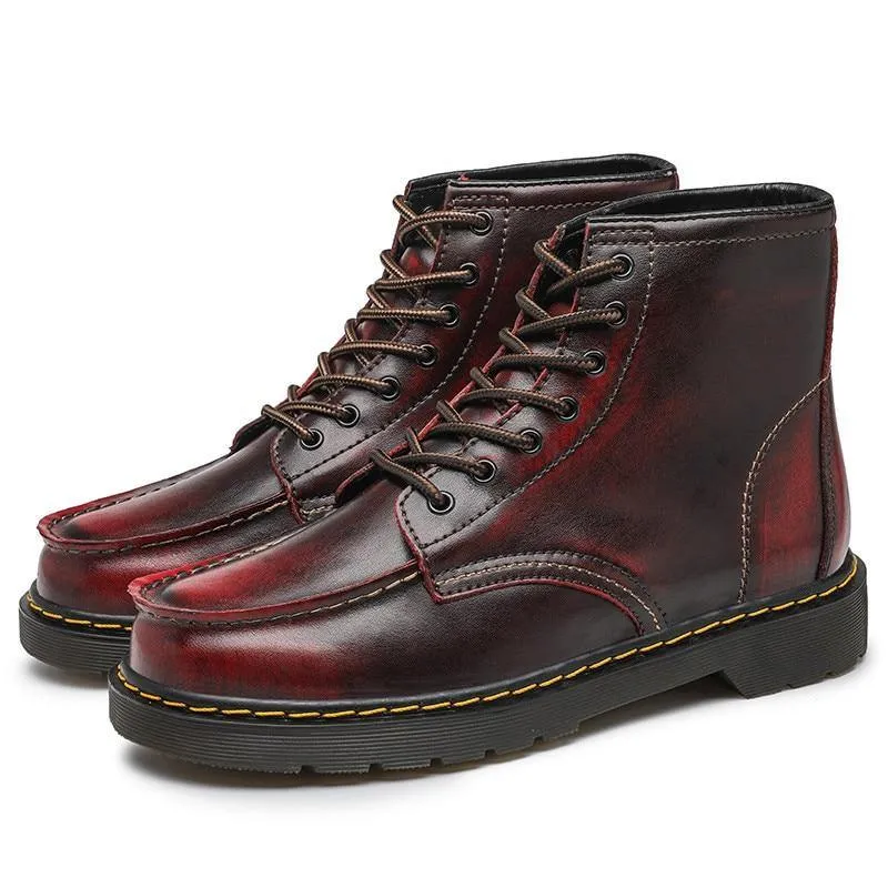 GEN Men's Platform Faux Leather Lace Up Boots