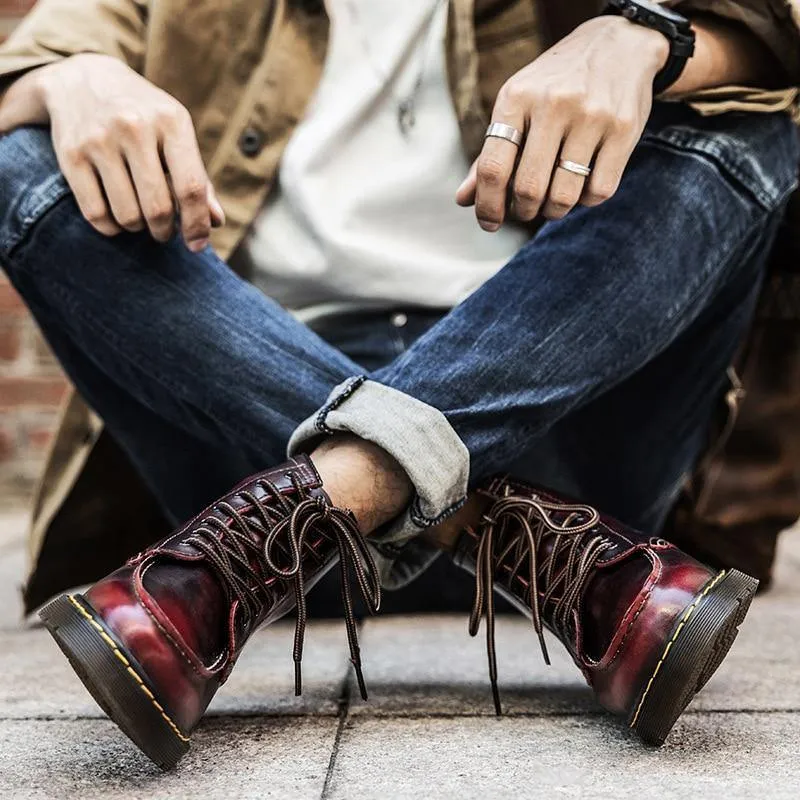 GEN Men's Platform Faux Leather Lace Up Boots