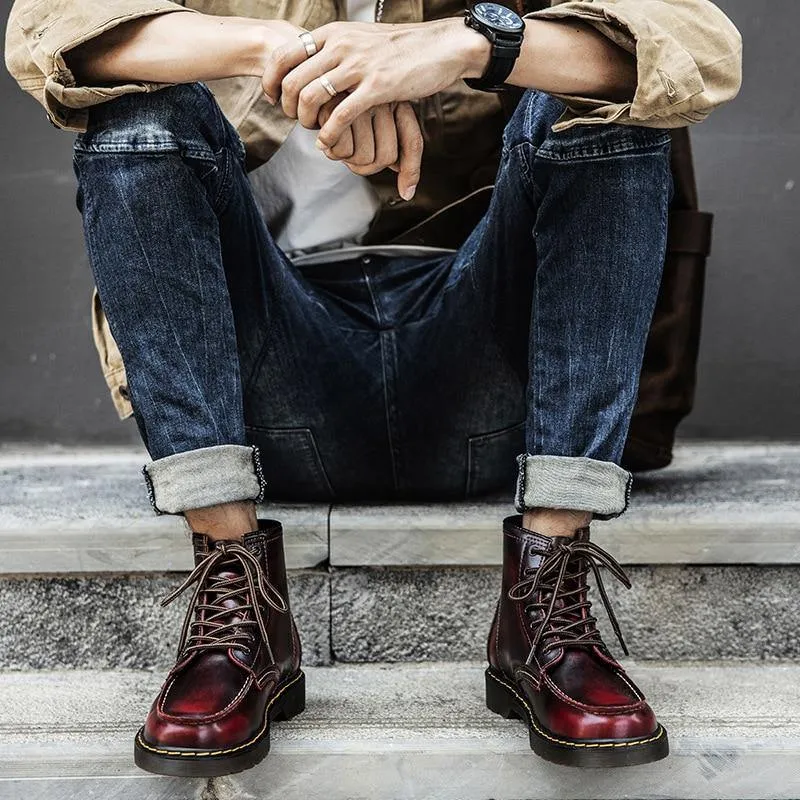 GEN Men's Platform Faux Leather Lace Up Boots