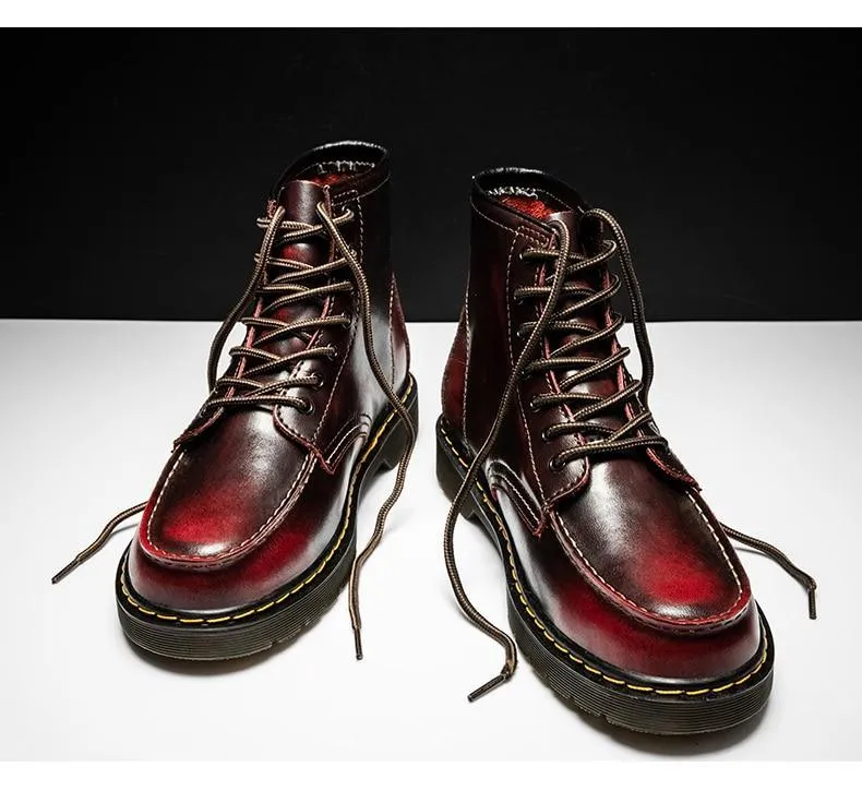 GEN Men's Platform Faux Leather Lace Up Boots