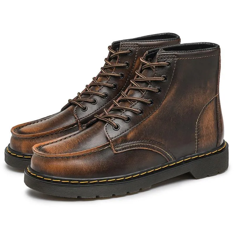 GEN Men's Platform Faux Leather Lace Up Boots