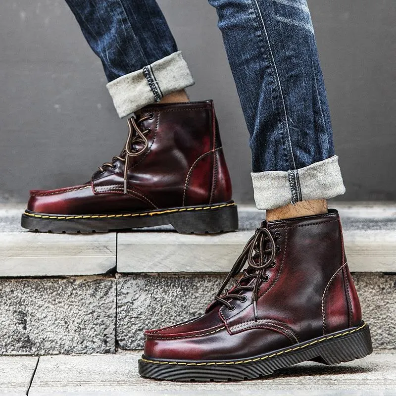 GEN Men's Platform Faux Leather Lace Up Boots