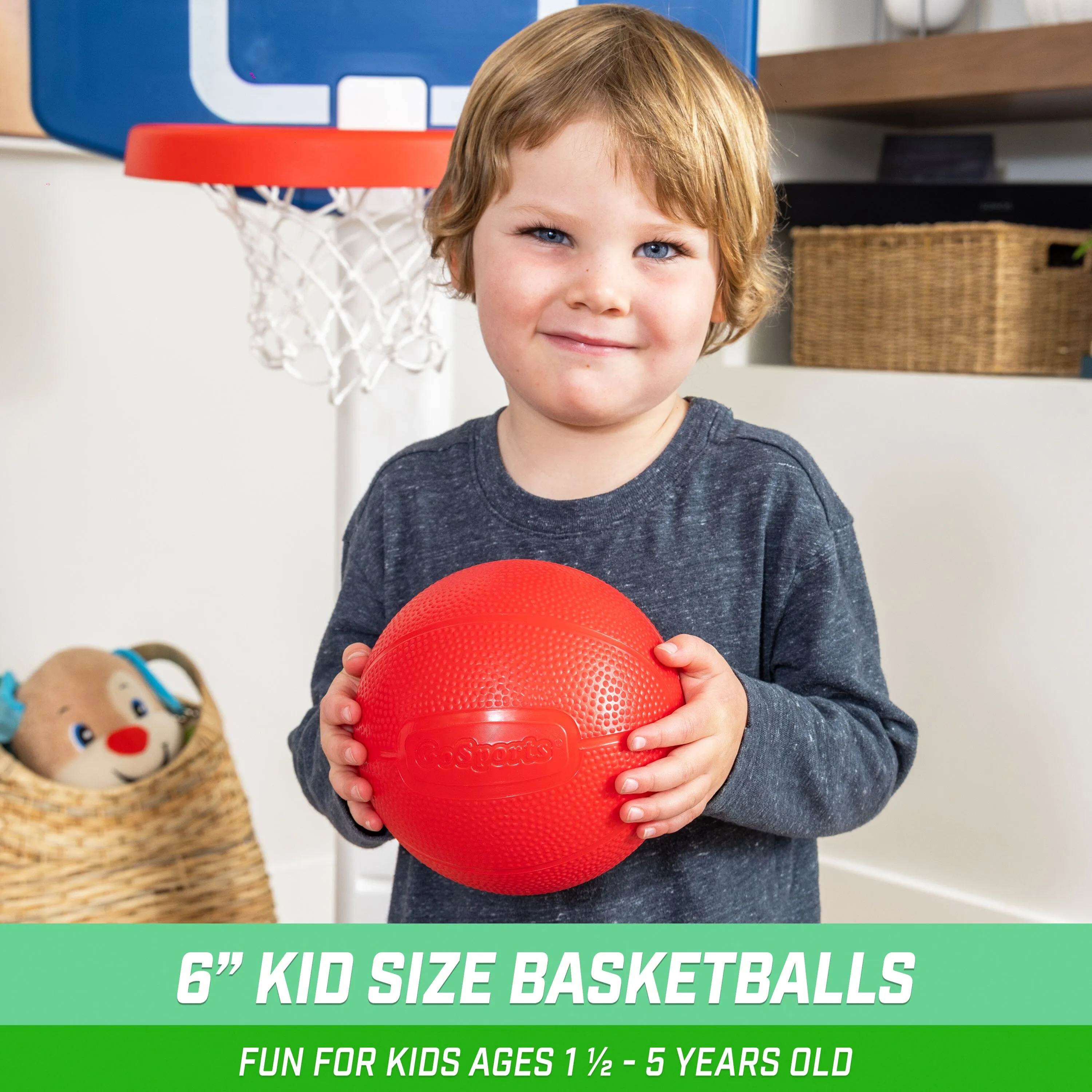GoSports 6 Inch Kids Soft Basketballs for Toddler Basketball Hoops - 3 Pack with Pump