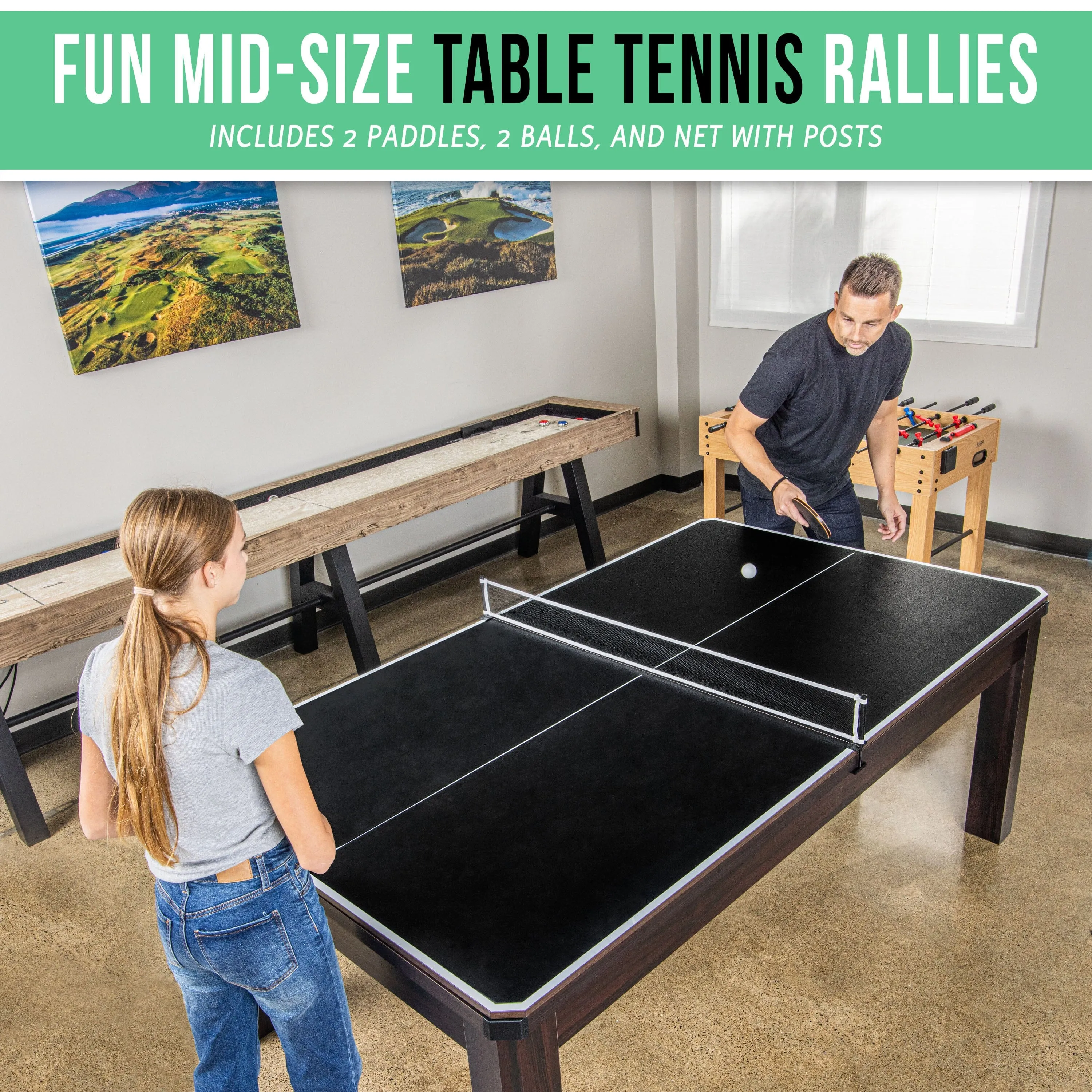 GoSports 7 ft 3 in 1 Pool, Dining, & Table Tennis Combo Table - Convertible Top Game Table with Billiards and Table Tennis Accessories