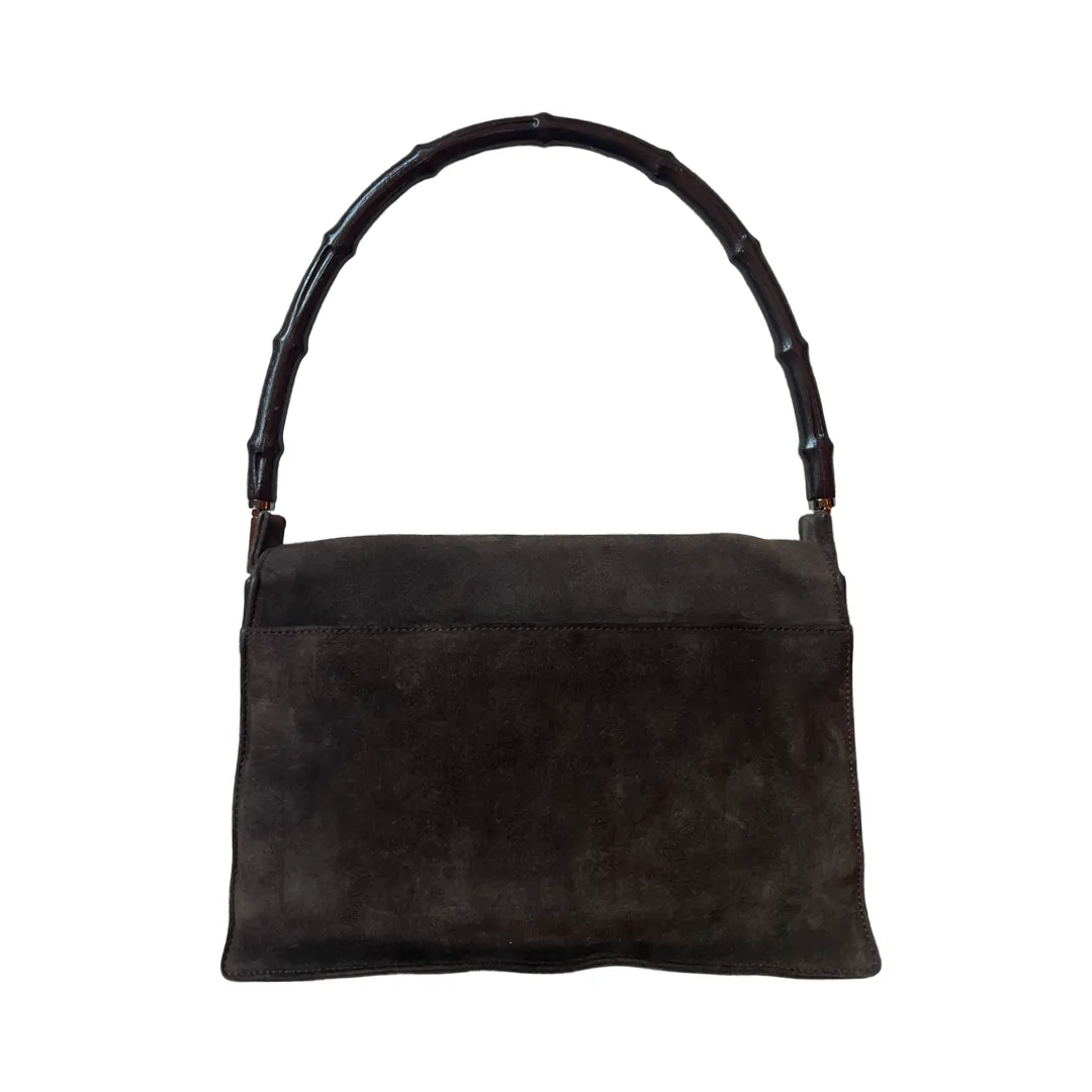 Gucci Suede Bamboo Shoulder Bag