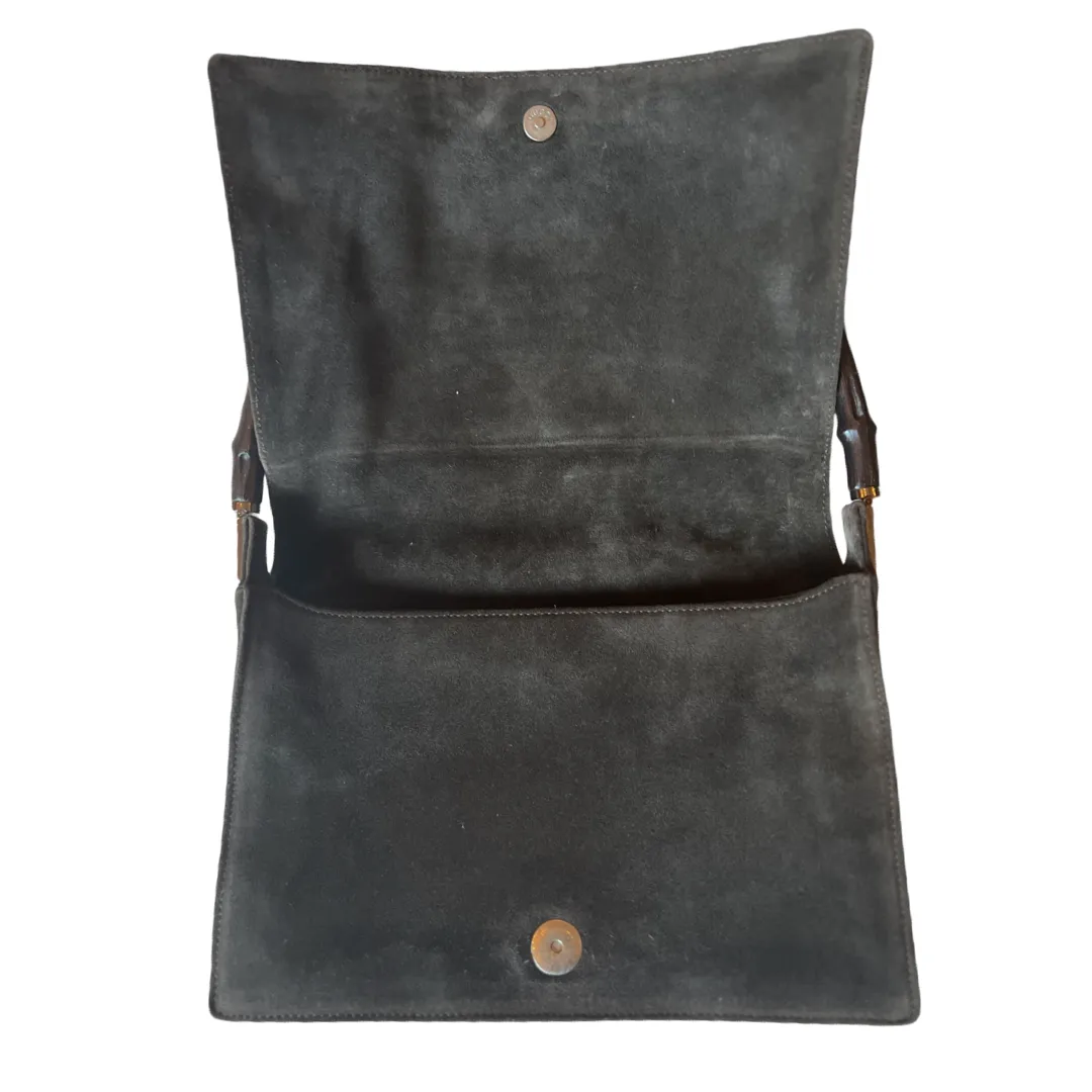 Gucci Suede Bamboo Shoulder Bag