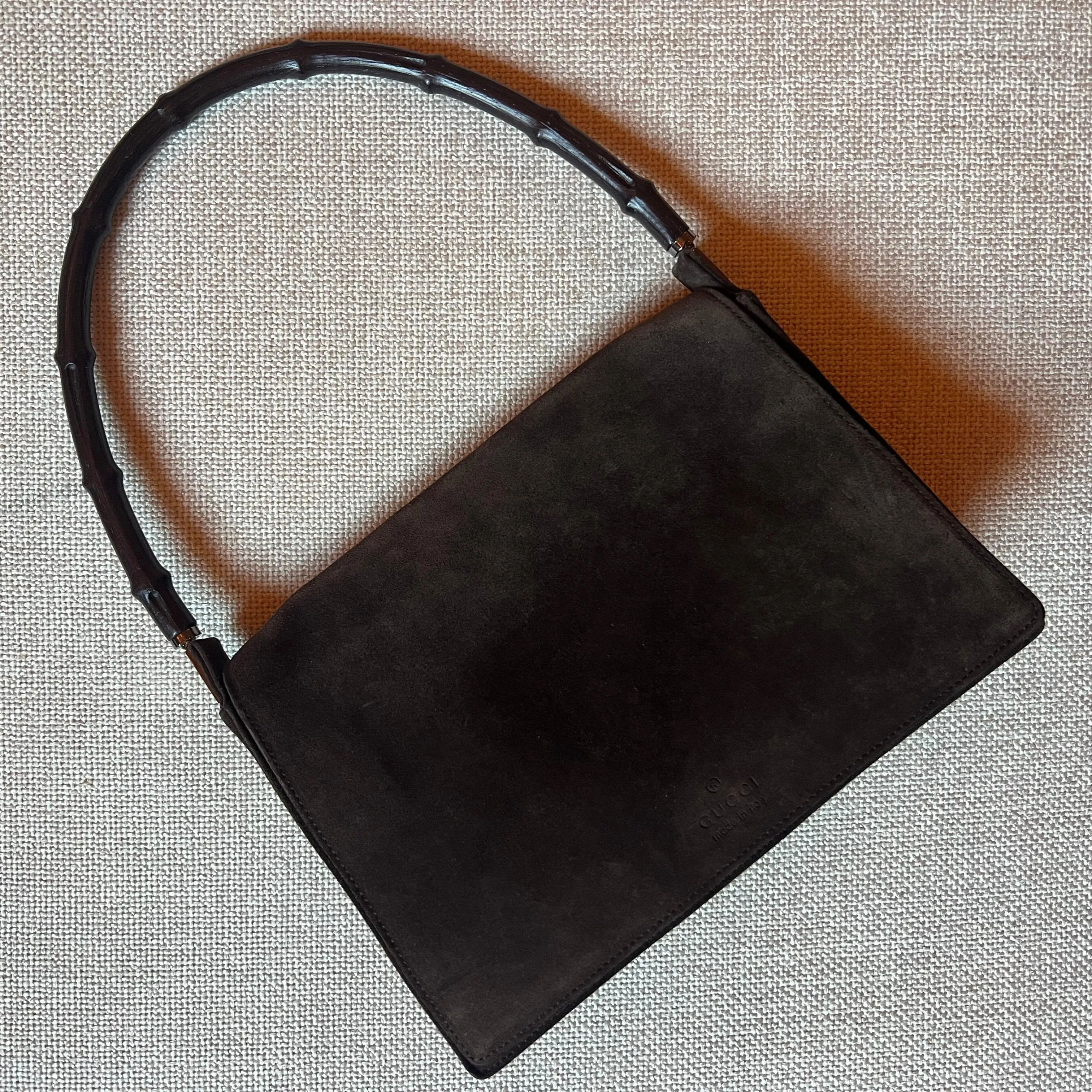 Gucci Suede Bamboo Shoulder Bag