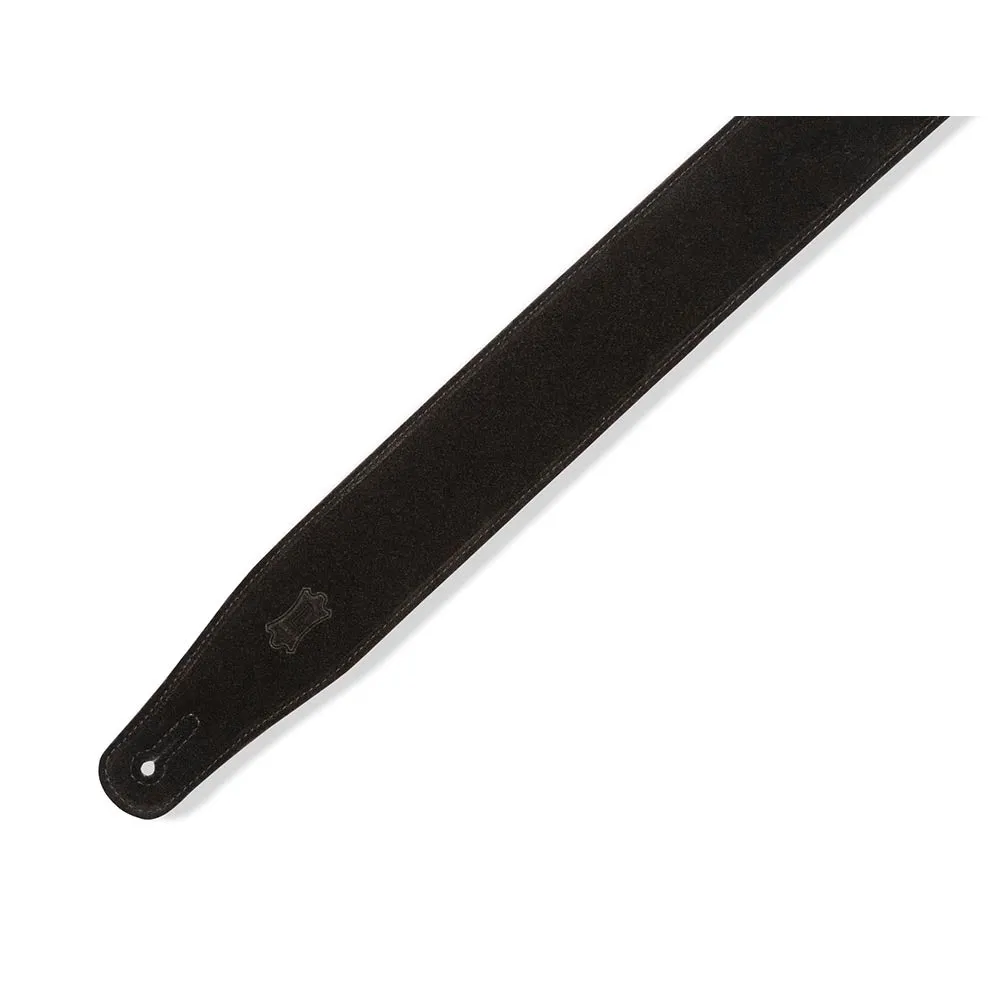 Levys 2.5 Inch Right Height Suede Padded Ripchord Guitar Strap Black