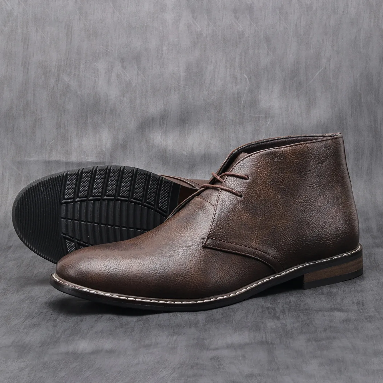 Men's Durable Ankle Lace Up Vegan Leather Shoes | For Everyday Wear