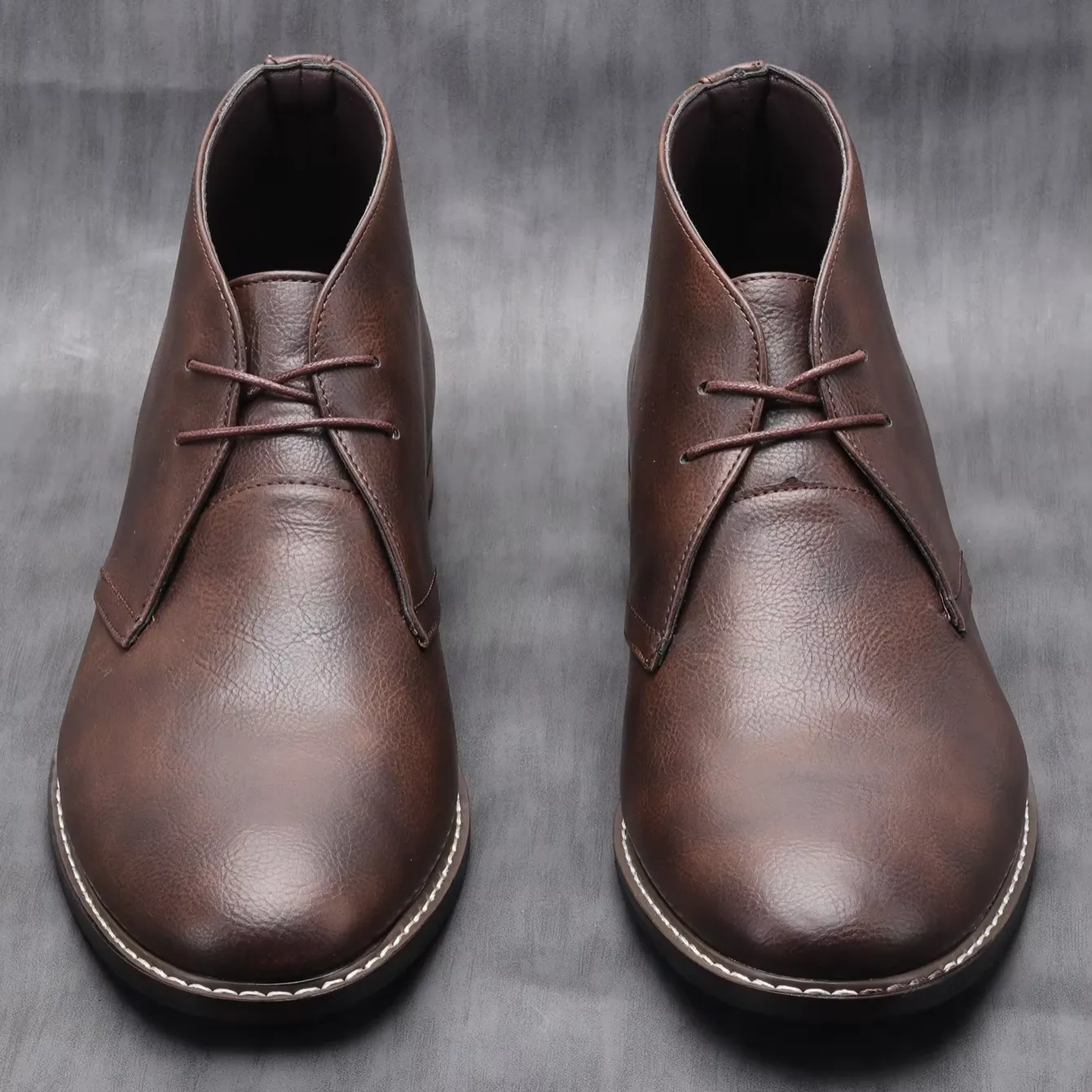 Men's Durable Ankle Lace Up Vegan Leather Shoes | For Everyday Wear