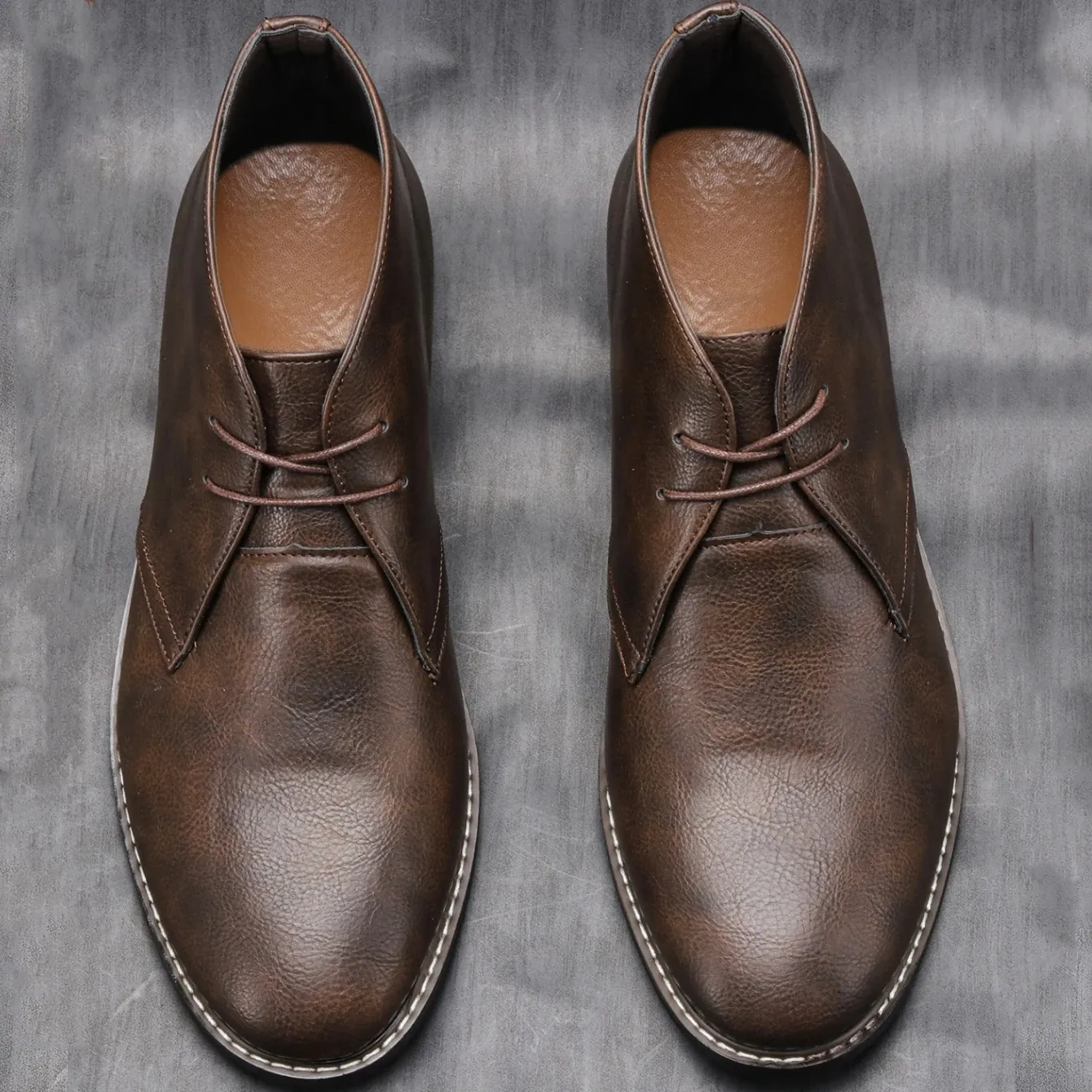 Men's Durable Ankle Lace Up Vegan Leather Shoes | For Everyday Wear