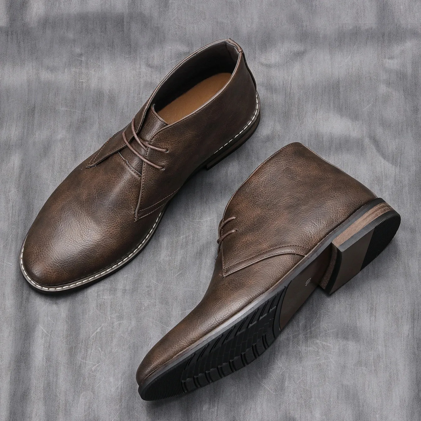 Men's Durable Ankle Lace Up Vegan Leather Shoes | For Everyday Wear