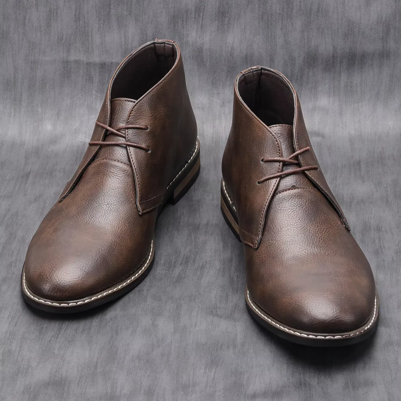 Men's Durable Ankle Lace Up Vegan Leather Shoes | For Everyday Wear