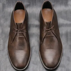 Men's Durable Ankle Lace Up Vegan Leather Shoes | For Everyday Wear