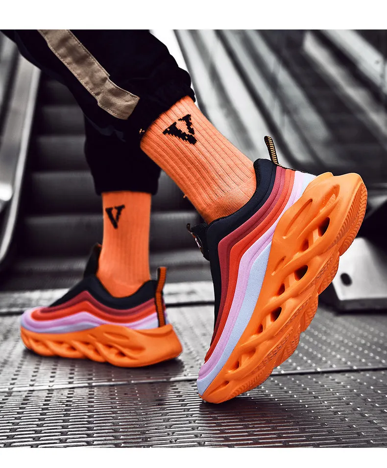 Men's Fashion Durable Orange & Black Sneakers