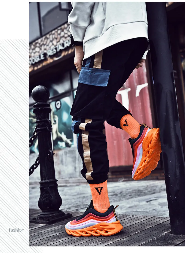 Men's Fashion Durable Orange & Black Sneakers