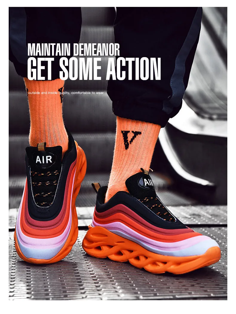 Men's Fashion Durable Orange & Black Sneakers