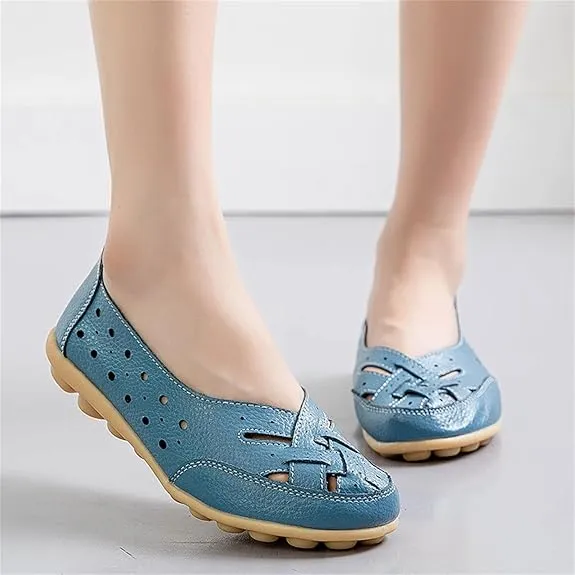NEW Orthopedic Loafers in Breathable soft faux Leather, Comfy Closed Toe Casual Cushioned Flats Navy Blue, Sz 7! NOTE: OURS ARE DARK NAVY