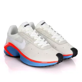 NK D/MS/X Waffle Beige Sneakers With Classic Red And Blue Designs