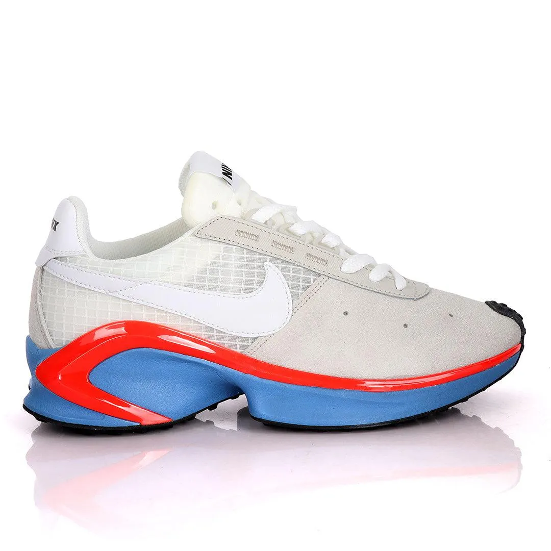 NK D/MS/X Waffle Beige Sneakers With Classic Red And Blue Designs