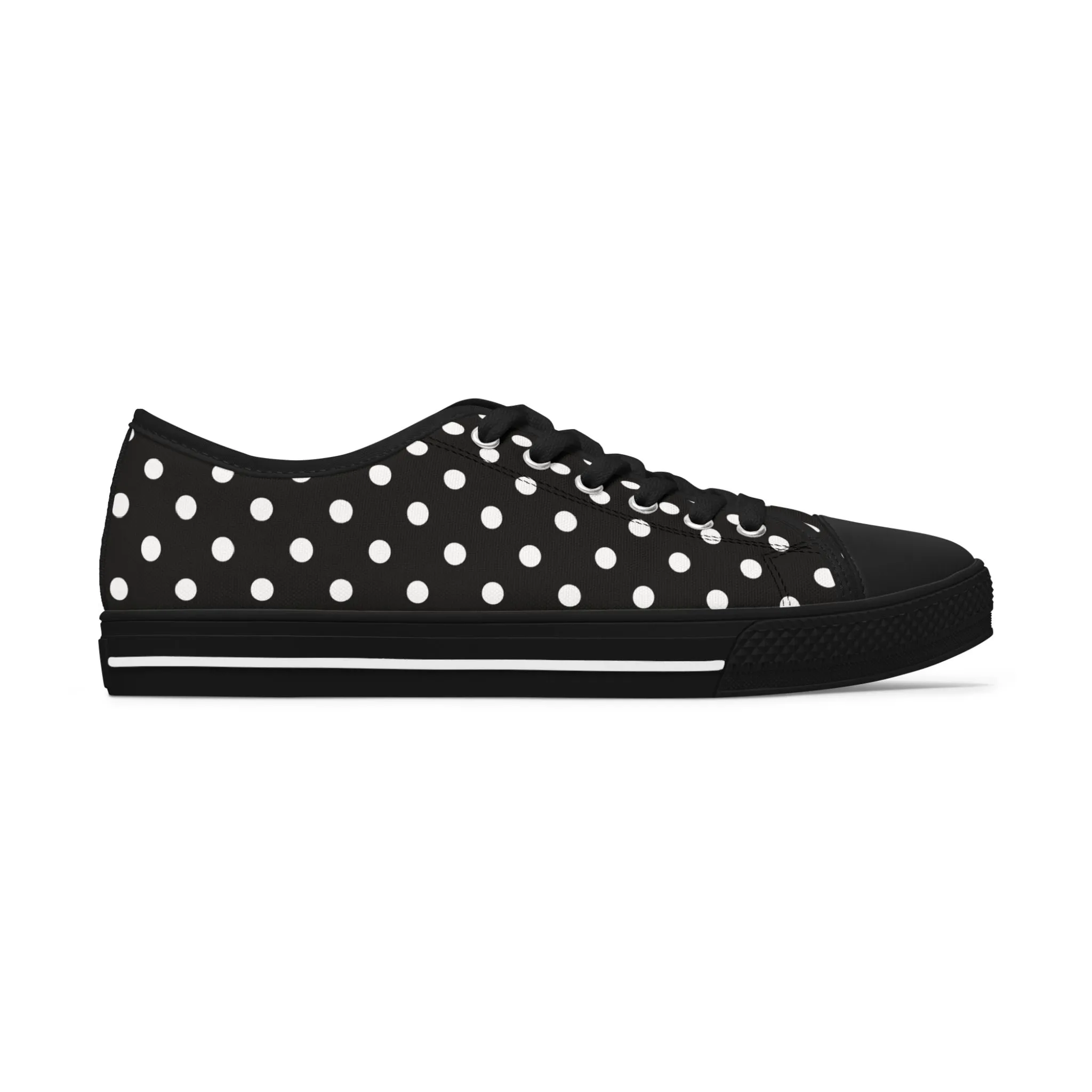 Polka Dot Black Women's Low Top Sneakers - Stylish & Comfortable Footwear for Everyday Adventures