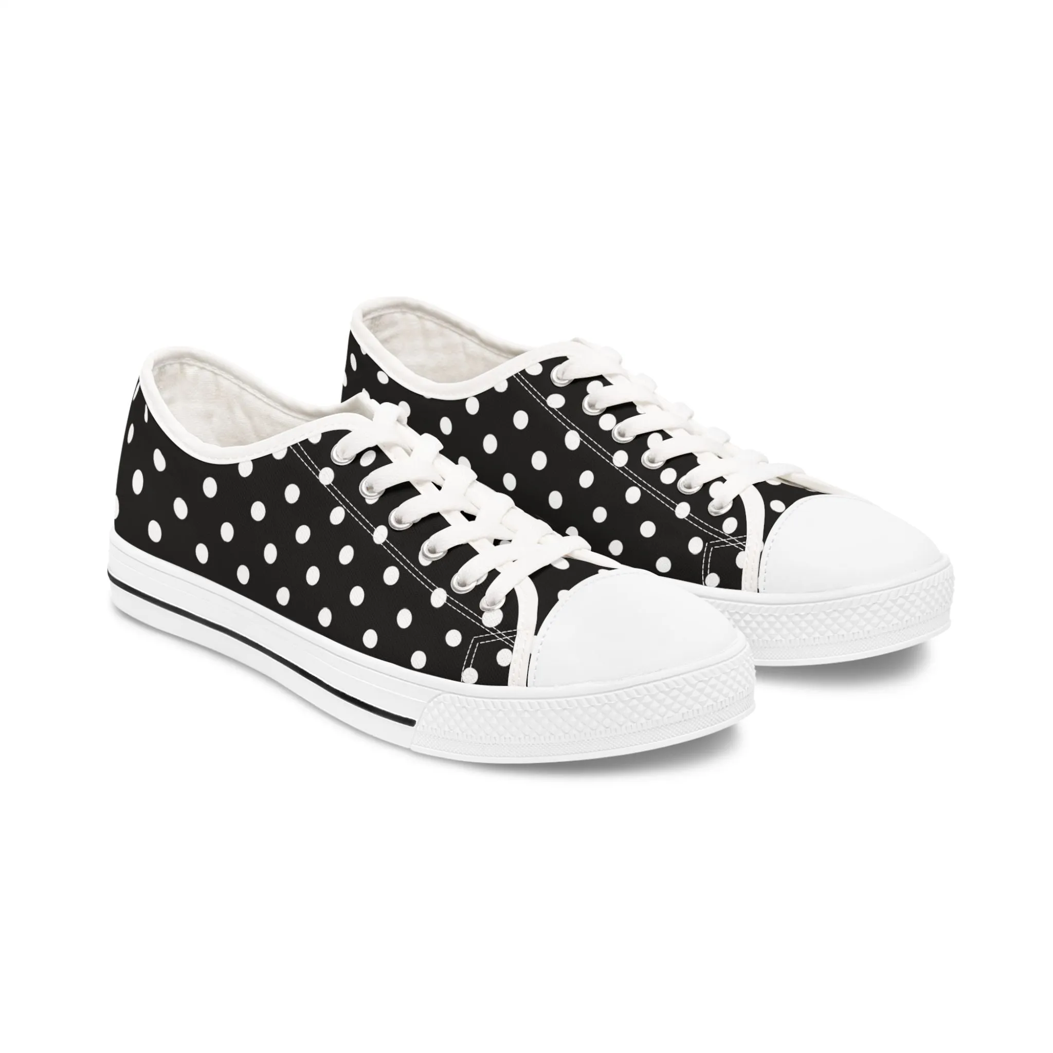 Polka Dot Black Women's Low Top Sneakers - Stylish & Comfortable Footwear for Everyday Adventures