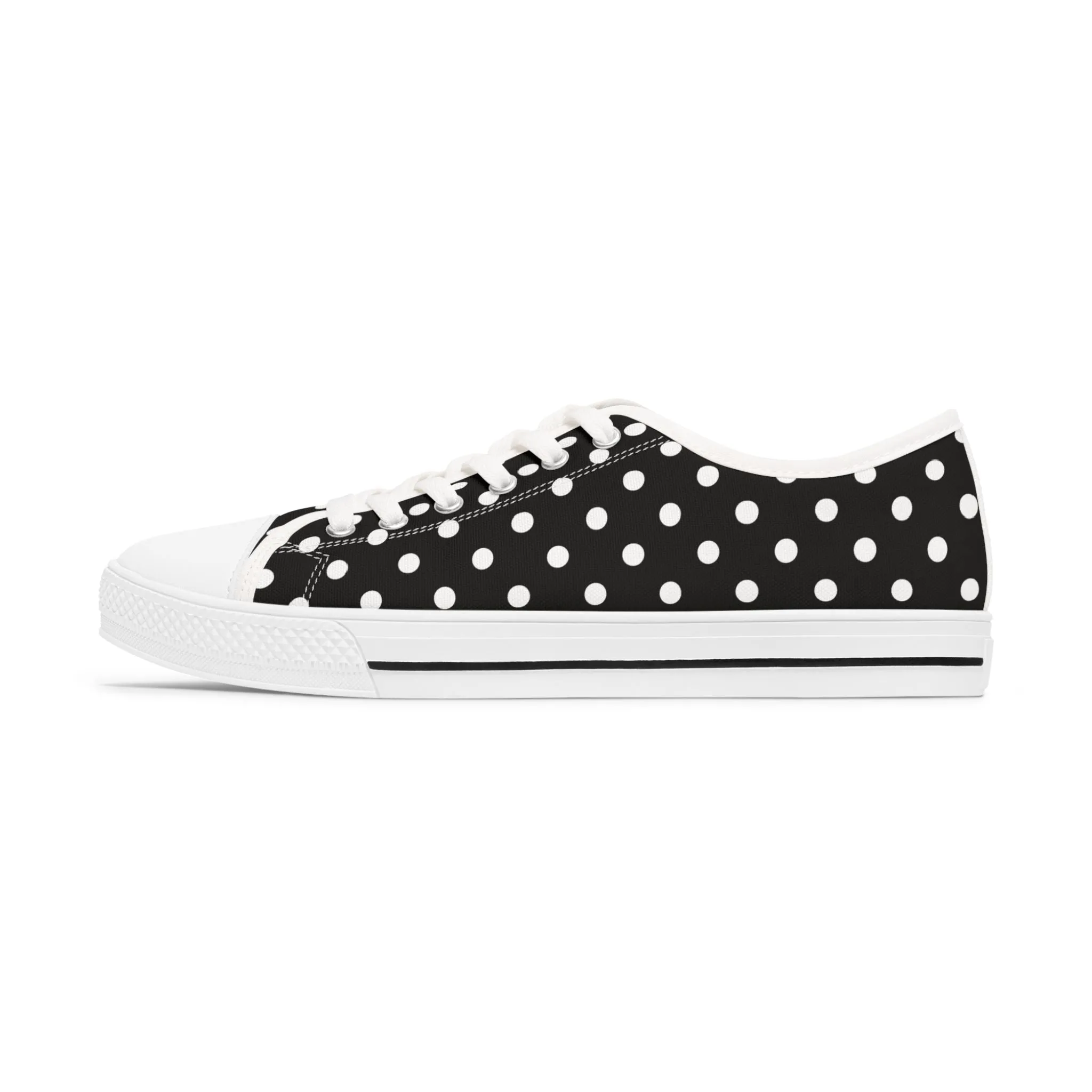 Polka Dot Black Women's Low Top Sneakers - Stylish & Comfortable Footwear for Everyday Adventures