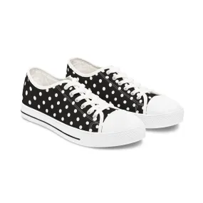 Polka Dot Black Women's Low Top Sneakers - Stylish & Comfortable Footwear for Everyday Adventures