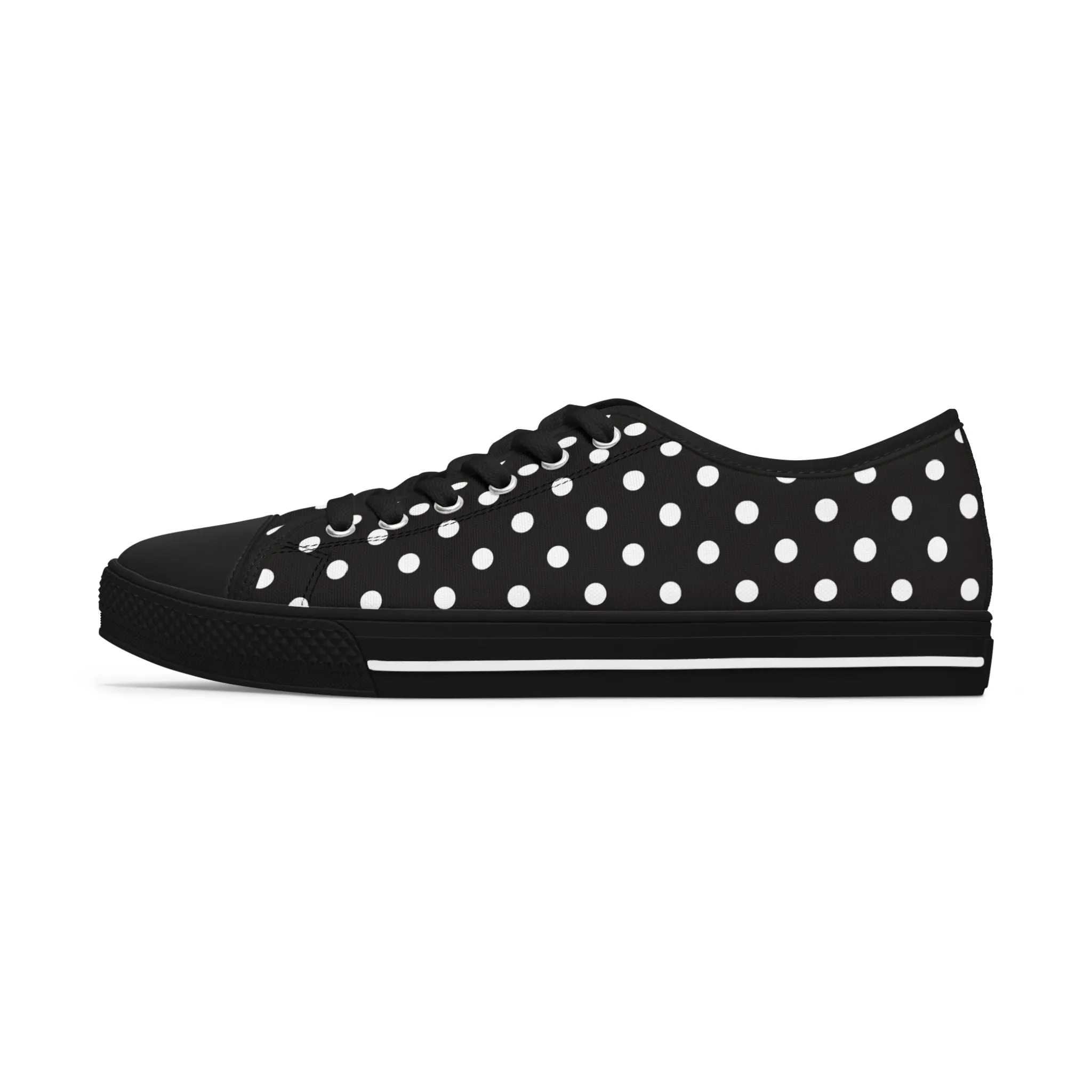 Polka Dot Black Women's Low Top Sneakers - Stylish & Comfortable Footwear for Everyday Adventures
