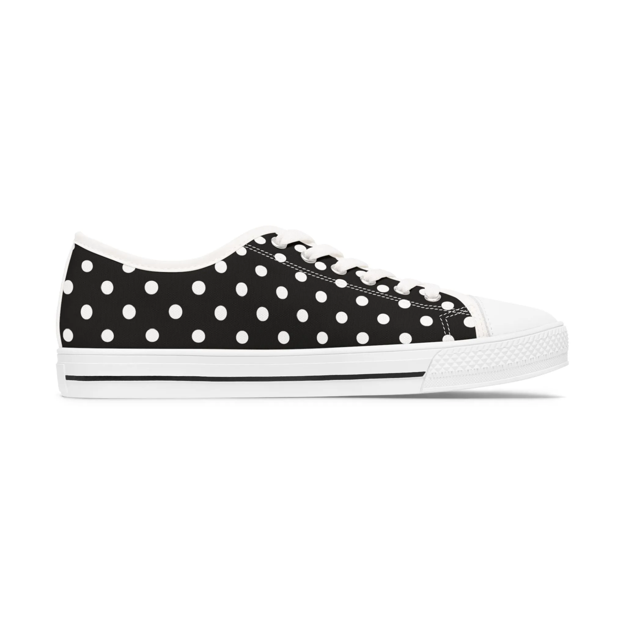 Polka Dot Black Women's Low Top Sneakers - Stylish & Comfortable Footwear for Everyday Adventures