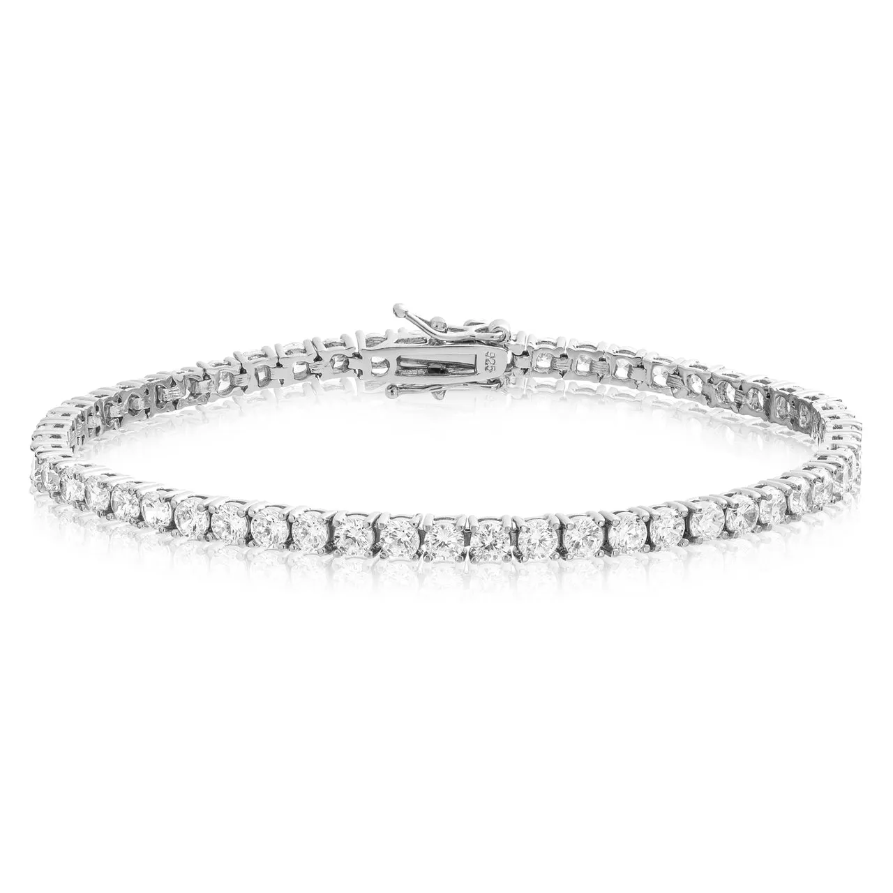 Rhodium Plated Sterling Silver Tennis Bracelet