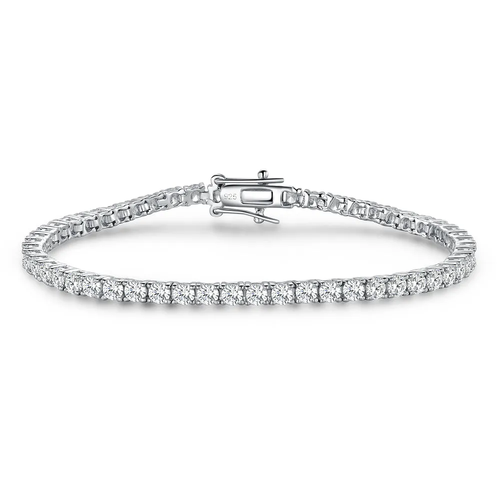 Rhodium Plated Sterling Silver Tennis Bracelet