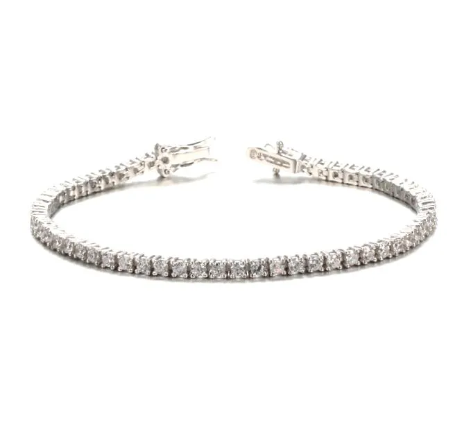 Rhodium Plated Sterling Silver Tennis Bracelet