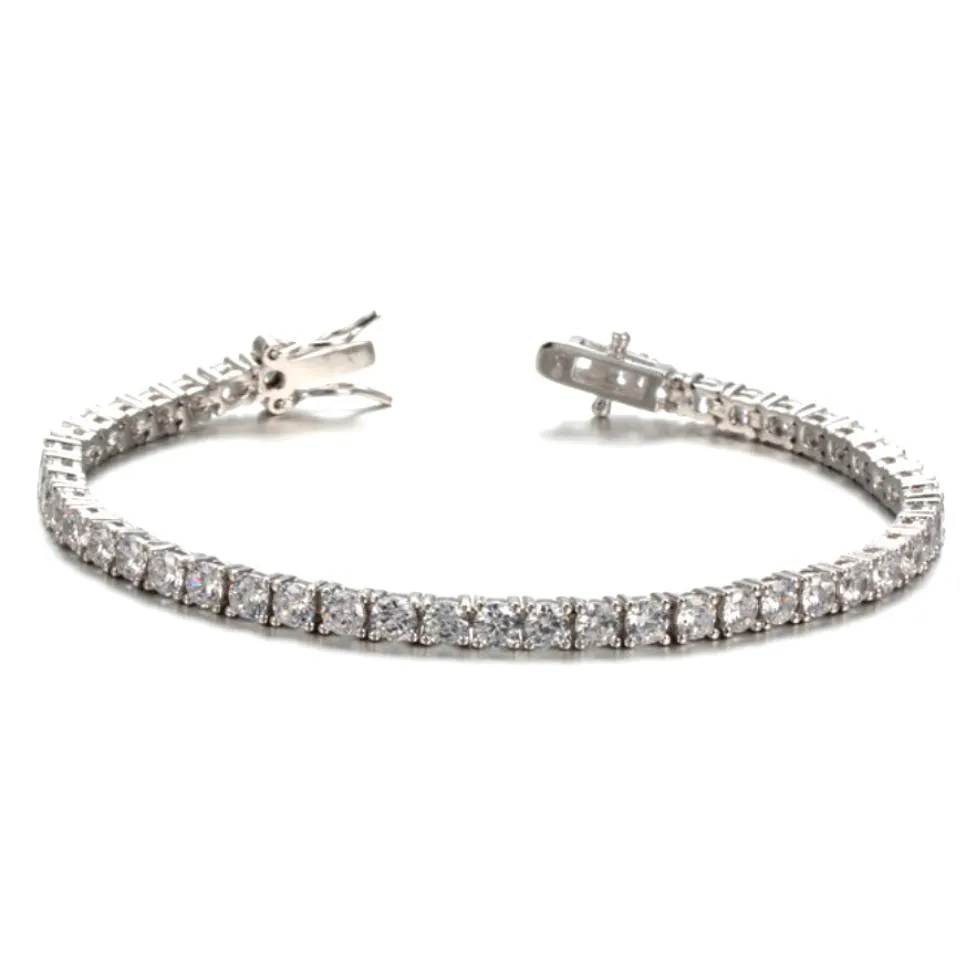 Rhodium Plated Sterling Silver Tennis Bracelet
