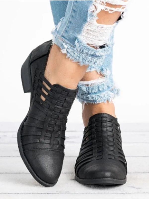 Vintage Solid Color Chunky heels Shoes