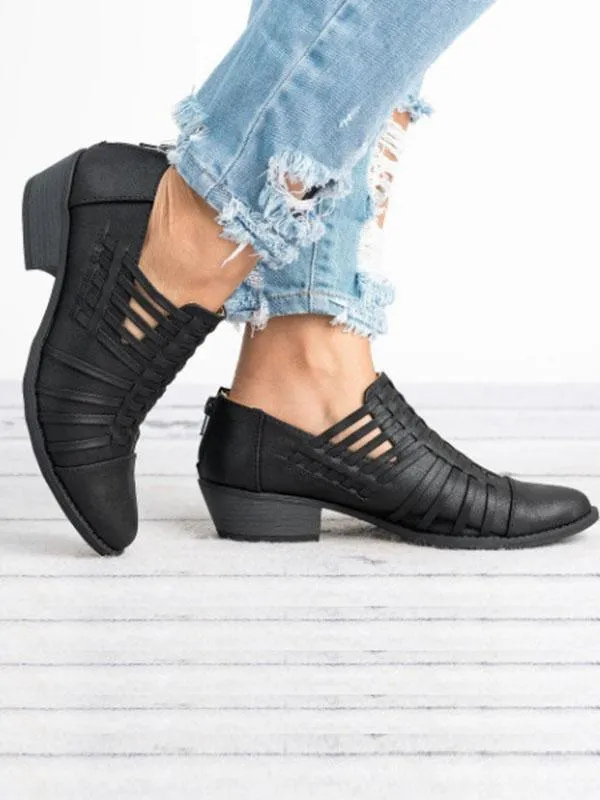 Vintage Solid Color Chunky heels Shoes