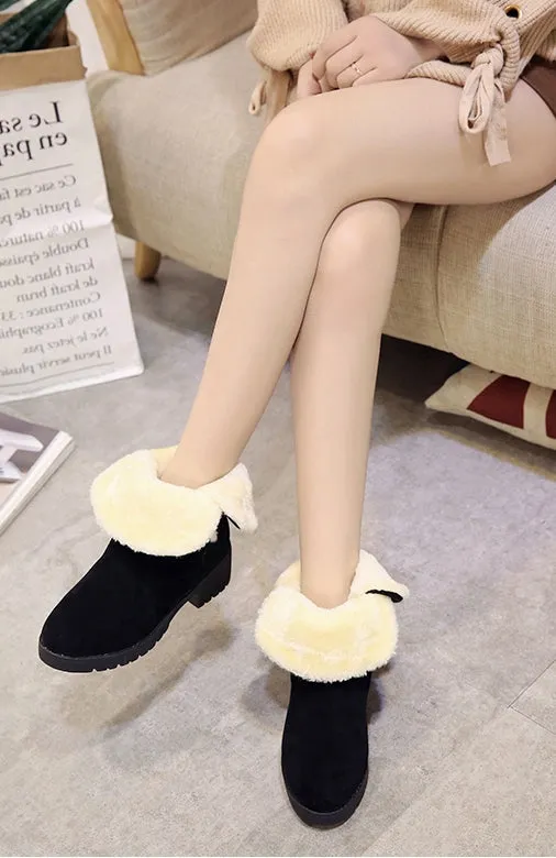 Women's Winter Casual Warm Faux Suede Boots With Fur