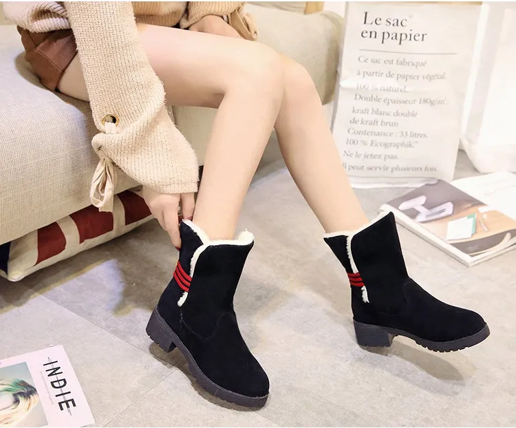 Women's Winter Casual Warm Faux Suede Boots With Fur